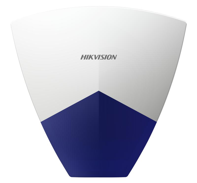 Sirene de exterior Hikvision DS-PS102X/BL, putere acustica@1 meter: 110 dBA,  PGM/BELL port, 3 tipuri de alarma: alarma de incendiu, alarma de panica, alarma de efractie, culoare alba, led albastru, IP55, alimentare: 9 to 16VDC, dimensiuni: 221x215x51mm, greutate: 475 g, temperatura de functionare (DS-PS102X/BL)