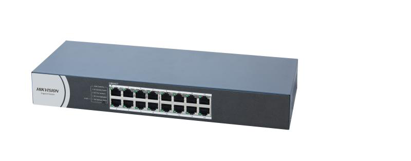 Switch Hikvision DS-3E0516R-O: 16 × 10/100/1000 Mbps RJ45 Port, tensiune alimentare: 100-240 VAC, 50/60 Hz, Max. 0.3 A, dimensiuni: 327.00 mm × 44.00 mm × 118.00 mm, greutate: 0.9kg, montare in rack. (DS-3E0516R-O)