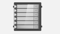 Modul de extensie videinterfon cu sase butoane de apelare Hikvision DS- KD-KK/S; montaj aplicat sau ingropat (acesoriile de montaj nu sunt incluse), customizare afisare nume; iluminare pe timp de noapte; Conectare RS-485, 1 x Input; 1 x Output; protectie: IP 65; material otrel inoxidabil (DS-KD-KK/S)