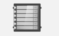 Modul de extensie videinterfon cu sase butoane de apelare Hikvision DS- KD-KK/S; montaj aplicat sau ingropat (acesoriile de montaj nu sunt incluse), customizare afisare nume; iluminare pe timp de noapte; Conectare RS-485, 1 x Input; 1 x Output; protectie: IP 65; material otrel inoxidabil (DS-KD-KK/S)