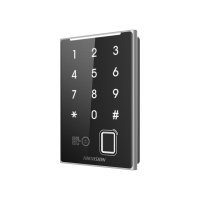 Supports RS-485 and Wiegand (W26, W34) protocol Supports reading DESfire card, Felica card and M1 card Supports authentication via card, password, fingerprint and QR code Supports bluetooth module (when connecting by RS-485) Tamper-proof function Max. 5000 fingerprint capacity (DS-K1109DKFB-QR)