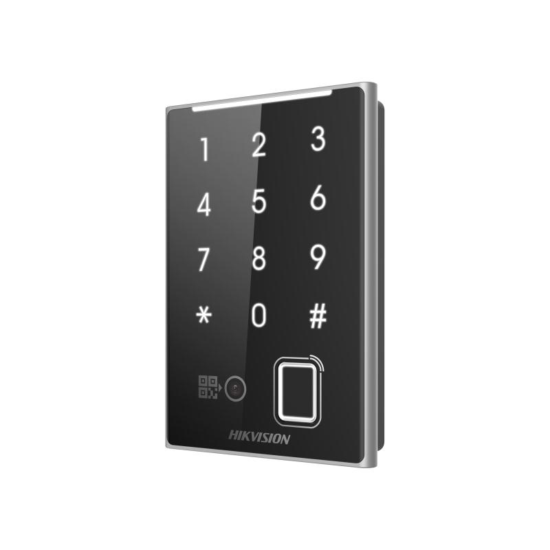 Supports RS-485 and Wiegand (W26, W34) protocol Supports reading DESfire card, Felica card and M1 card Supports authentication via card, password, fingerprint and QR code Supports bluetooth module (when connecting by RS-485) Tamper-proof function Max. 5000 fingerprint capacity (DS-K1109DKFB-QR)