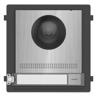 Two-pin wire for power supply and network access Access control function Noise suppression and echo cancellation H.264 video compression Low illumination Tampering alarm Fisheye camera with IR supplement light Supports sub-modules' access (max. 8) Nametag customization (DS-KD8003-IME2)