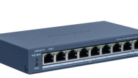 Switch PoE Hikvision DS-3E1309P-EI/M: 8 × 10/100 Mbps PoE port, 1 × Gigabit RJ45 port, 8 porturi PoE maxim 30W, buget PoE 60W, tensiune alimentare: 48 VDC, 2.5 A, dimensiuni: 170.00 mm × 27.60 mm × 93.10 mm, greutate: 0.350g, montare pe birou sau pe perete. (DS-3E1309P-EI/M)