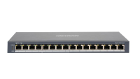 Switch PoE Hikvision DS-3E0516P-O: 8 × 1 Gigabit PoE port,8 × 1 Gigabit RJ45 port, PoE: Ports 1 to 8 maxim 30W, buget PoE 110W, tensiune alimentare 54 V DC, 2.22 A, dimensiuni: 286.0 mm × 103.35 mm × 27.8 mm, greutate: 1.418kg, montare pe birou sau perete. (DS-3E0516P-O)