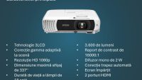 PROJECTOR EPSON EB-FH08, Tehnologie 3LCD, Luminozitate; 3600 Lumeni, Rezolutie: FullHD 1080p, Aspect 16:9, Sursa lumina: Lampa, Durata de viata lampa: 6.000h, 12.000h eco mode, Contrast: 16.000:1, Refresh rate: 192 Hz - 240 Hz, Interfata; USB 2.0 Type B (Service Only), HDMI in (2x), Jack plug out (V11HB54040)