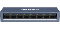 Switch Hikvision DS-3E0108-O: 8 × 10/100 Mbps RJ45 Port, tensiune alimentare 5 VDC, 1A., dimensiuni: 142.4 mm × 25.6 mm × 53.1 mm, greutate: 0.2 kg, montare pe birou sau pe perete. (DS-3E0108-O)