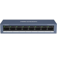 Switch Hikvision DS-3E0108-O: 8 × 10/100 Mbps RJ45 Port, tensiune alimentare 5 VDC, 1A., dimensiuni: 142.4 mm × 25.6 mm × 53.1 mm, greutate: 0.2 kg, montare pe birou sau pe perete. (DS-3E0108-O)