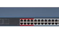 Switch 24 porturi Hikvision DS-3E1326P-EI(B), L2, Smart Managed, 24 × 10/100 Mbps PoE RJ45 ports si 2 × gigabit combos, Putere PoE 370W, Extend mode - pana la 300 metri, maxim 30W per port, Switching capacity 8.8 Gbps, Network topology management, alarm push, network health monitor, video control (DS-3E1326P-EI(B))