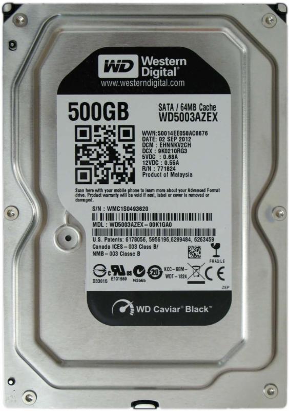 HDD WD Black 500GB SATA-III 7200 rpm 64mb (WD5003AZEX)