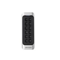 Cititor de card cu tastatura Hikvision DS-K1107AEK, citeste carduri cu frecventa de 125 KHz, distanta citire: <= 50 mm, RS-485, Wiegand (W26/W34) protocol si protocol OSDP, indicator de stare si alimentare, buzzer incorporat, tamper, alimentare 12VDC, IP65, dimensiuni 115 mm x 44 mm x 22 mm, montaj (DS-K1107AEK)