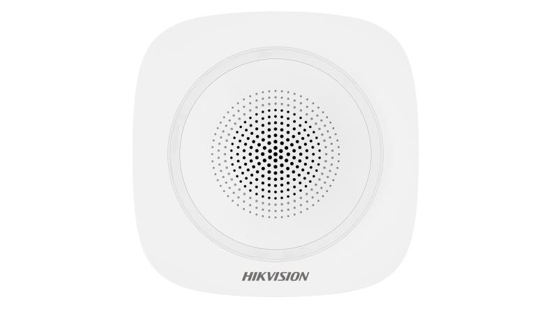Sirena interior wireless AX PRO Hikvision DS-PS1-I-WE(B)-R(Red Indicator); 868MHz two-way Tri-X wireless technology, distanta comunicare RF: 1600m in camp deschis, nivel sonor: 90 la 110dB, 3 tipuri de sonerii de alarma: alarma la efractie, alarma la incendiu si alarma panica, criptare: AES-128 (DS-PS1-I-WE(B)-R)