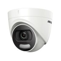 Camera supraveghere Turbo HD dome Hikvision DS-2CE72HFT-F28(2.8mm); 5MP, ColorVU - vizualizare imagini color pe timp de noapte, 5 MP CMOS, rezolutie: 2560 × 1944@@20fps, iluminare: 0.0005 Lux @ (F1.0, AGC ON), 0 Lux cu  lumina alba, lentila fixa: 2.8mm, distanta iluminare: 20metri cu ajutorul (DS-2CE72HFT-F28)