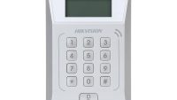 Cititor standalone cu tastatura si card proximitate Hkvision DS-K1T802E, suporta cartele EM 125Khz, capacitate 3000 carduri si 10000 evenimente, autentificare: card, card si  parola,display 128x64, Exit Button × 1, Door Sensor × 1, Doorbell × 1, E-lock Output × 1 (DS-K1T802E)