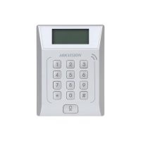 Cititor standalone cu tastatura si card proximitate Hkvision DS-K1T802E, suporta cartele EM 125Khz, capacitate 3000 carduri si 10000 evenimente, autentificare: card, card si  parola,display 128x64, Exit Button × 1, Door Sensor × 1, Doorbell × 1, E-lock Output × 1 (DS-K1T802E)