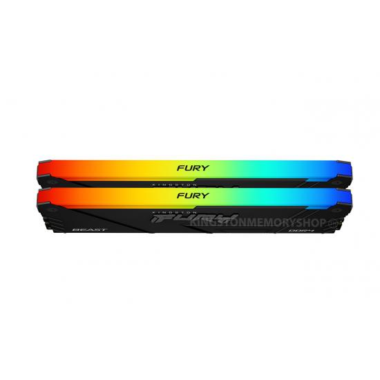 Memorie RAM Kingston DDR4 32GB 3200Mhz CL16 1.35V Dual Channel Kit Fury Beast Black RGB XMP (KF432C16BB2AK2/32)