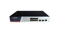 Switch Hikvision DS-3E2510P(B), Switching Capacity 336 Gbps, 8 Gigabit Poe electrical ports and 2 Gigabit / 100M SFP optical ports, Address Table 8 K, Support binding of IP, MAC, port and VLAN, dimensiuni: 280 mm × 44 mm × 180 mm, temperatura de functionare: -10°C to 50°C, greutate:1.2Kg (DS-3E2510P(B))