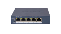 Switch PoE Hikvision DS-3E1505P-EI/M, 4 × Gigabit PoE port,1 × Gigabit RJ45 port, Total PoE Power Budget 45W, Support 802.1Q VLAN, capacitate: 10 Gbps, alimentare: 54VDC, 0.92A, dimensiuni: 121.1 mm × 27.6 mm × 83.1 mm, greutate: 0.26kg. (DS-3E1505P-EI/M)