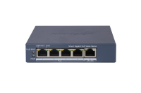 Switch PoE Hikvision DS-3E1505P-EI/M, 4 × Gigabit PoE port,1 × Gigabit RJ45 port, Total PoE Power Budget 45W, Support 802.1Q VLAN, capacitate: 10 Gbps, alimentare: 54VDC, 0.92A, dimensiuni: 121.1 mm × 27.6 mm × 83.1 mm, greutate: 0.26kg. (DS-3E1505P-EI/M)