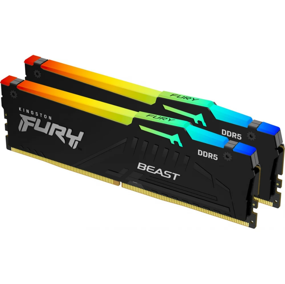 Memorie RAM Kingston64GB DDR5 6400MHz CL32 Dual Channel Kit  FURY Beast RGB (KF564C32BBAK2-64)