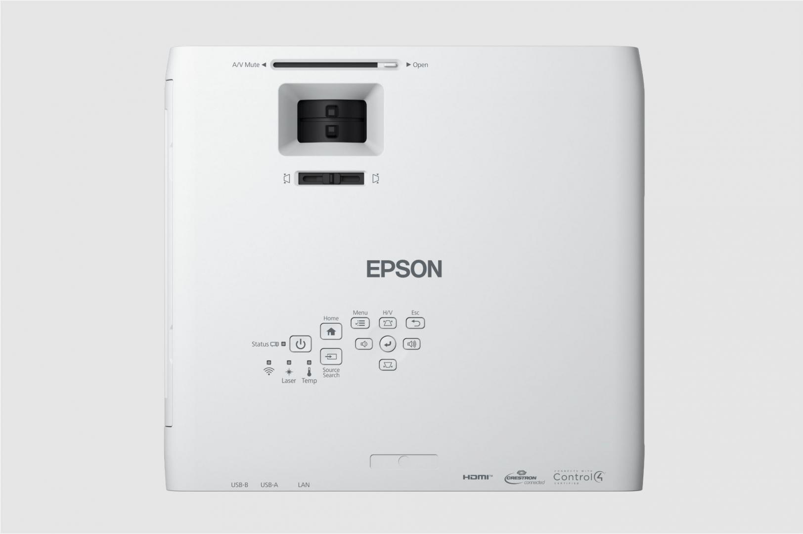 Proiector EPSON EB-L260F, 3LCD, RGB, 4600 lumeni, FHD 1080p, 16:9, Cpontrast:2.500.000:1, lampa 20.000 ore/ 30.000 ore Eco mode, dimensiune imagine: 31"-310", Interfata: USB 2.0-A, USB 2.0, RS-232C, Ethernet interface (100 Base-TX / 10 Base-T), Wi-Fi Direct, VGA in (2x), VGA out, Composite in (V11HA69080)