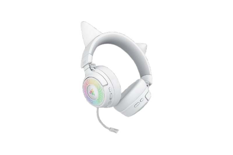 Casti wireless Razer Kraken Kitty V3 Pro, THX Spatial Audio, iluminare RGB, frecventa raspuns 20 Hz - 28 kHz, microfon detasabil unidirectional, alb (RZ04-05170400-R3M1)