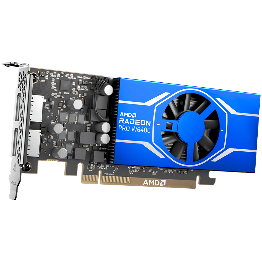 AMD GPU Radeon PRO W6400 4GB GDDR6 64bit, 7.07TFLOPS FP16, 128 GBps, PCI-E 4.0 x 4, 2x DP, Active cooling, half height, LP bracket incl., (100-506189)