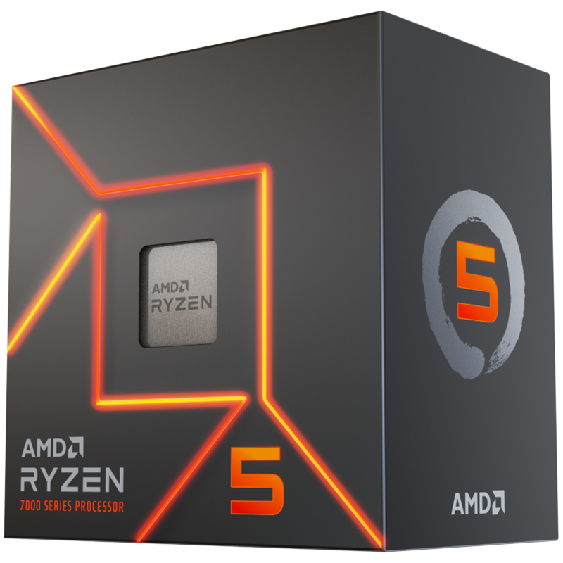 AMD CPU Desktop Ryzen 5 6C/12T 7600 (5.2GHz Max, 38MB,65W,AM5) box, with Radeon Graphics and Wraith Stealth Cooler (100-100001015BOX)