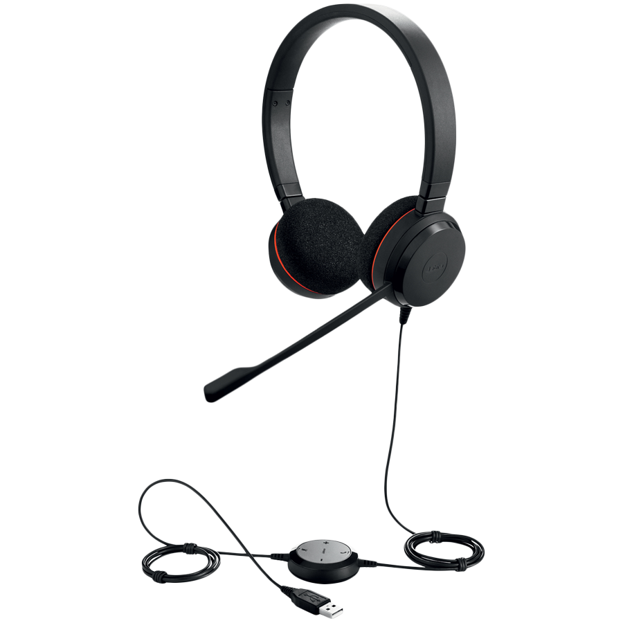 JABRA EVOLVE 20 UC Stereo USB Headband, Noise cancelling, USB connector, with mute-button and volume control on the cord, with foam ear cushion (4999-829-209) - imagine 3