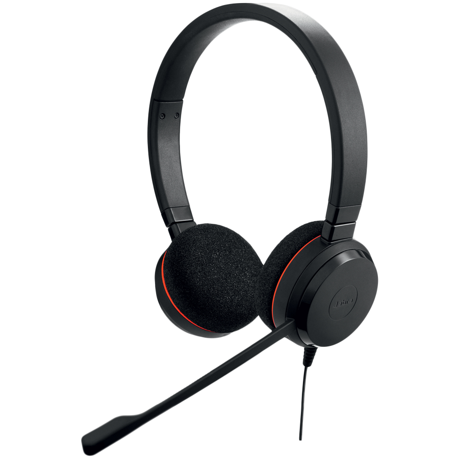 JABRA EVOLVE 20 MS Stereo USB Headband, Noise cancelling, USB connector, with mute-button and volume control on the cord, with foam ear cushion, Microsoft optimized (4999-823-109)