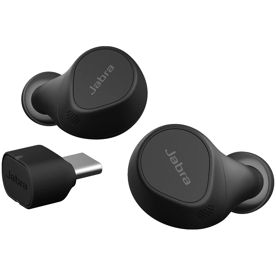 JABRA EVOLVE2 Buds UC, Cradle USB-C UC, Link 380 BT adapter USB-C UC, 30 cm USB-C to USB-A cable, Ear gels, USB-A to USB-C adapter, warranty (20797-989-899) - imagine 2