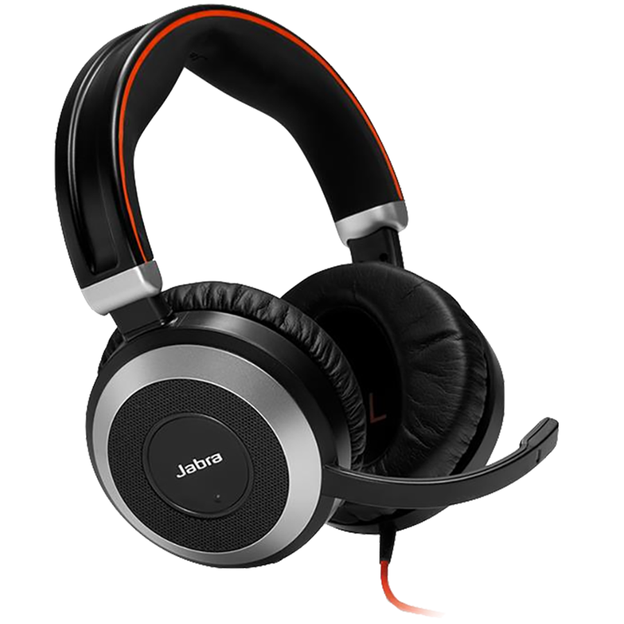JABRA EVOLVE 80 UC Duo headset only with 3.5mm Jack (without USB Controller), headband, discret boomarm, active Noise Cancellation, Listen-In (14401-11)