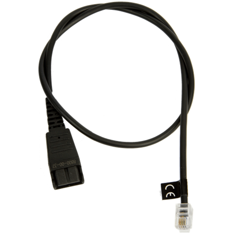 JABRA QD Cord to RJ10, straight, 0,5 meters, e.g. for Lucent Callmaster V, VI, Cisco 79xx and PLX A22 (8800-00-37)