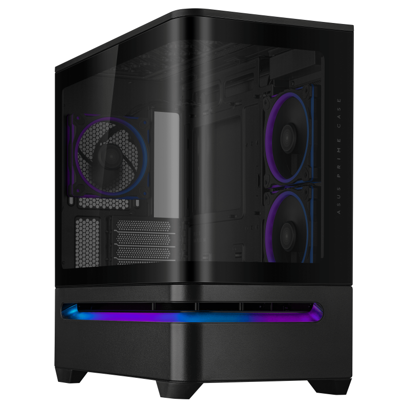 Carcasa ASUS AP202 Small Tower ARGB NEGRU, Tempered Glass, Sloturi Expansiune 4, Drive Bays: 2x2.5"/3.5" Combo, Ventilatoare Suportate: 6 (spate: 1x120mm, sus: 3x120mm sau 2x140mm, lateral: 2x120mm), Ventilatoare Incluse: 3 (spate: 1x120mm, lateral: 2x120mm), Format Placa de Baza Suportat: Mini-ITX (PRIME AP202 TG ARGB BLACK)