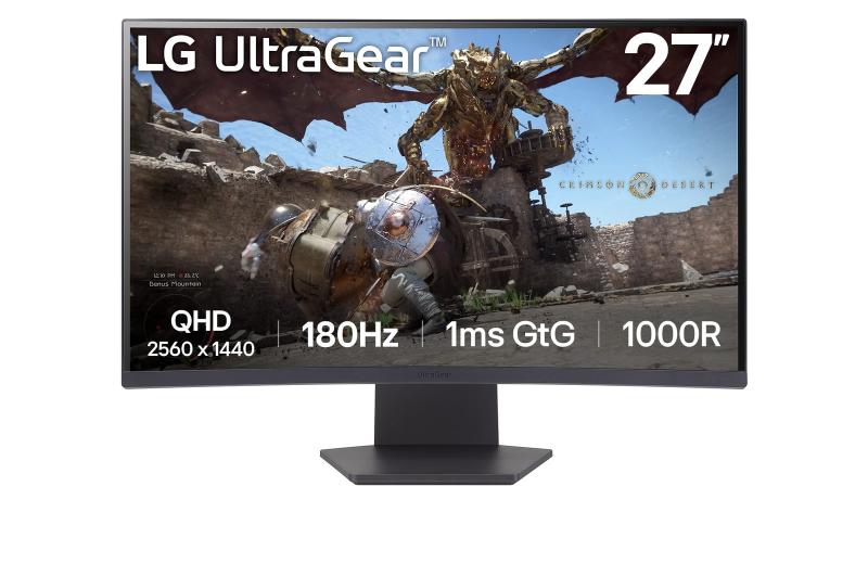 Monitor LG 27" 27GS60QC-B.AEUQ, Curvature: 1000R, Diagonal (inch): 27, Diagonal (cm): 68, Aspect ratio: 16:9, Panel: VA, Resolution: 2560x1440, Refresh Rate: 180Hz, Response time GtG: 1ms, Brightness (max): 300 cd/m², Contrast (static) : 3000:1, Viewing angle: 178/178, Color Gamut Type: sRGB, Color (27GS60QC-B.AEUQ)