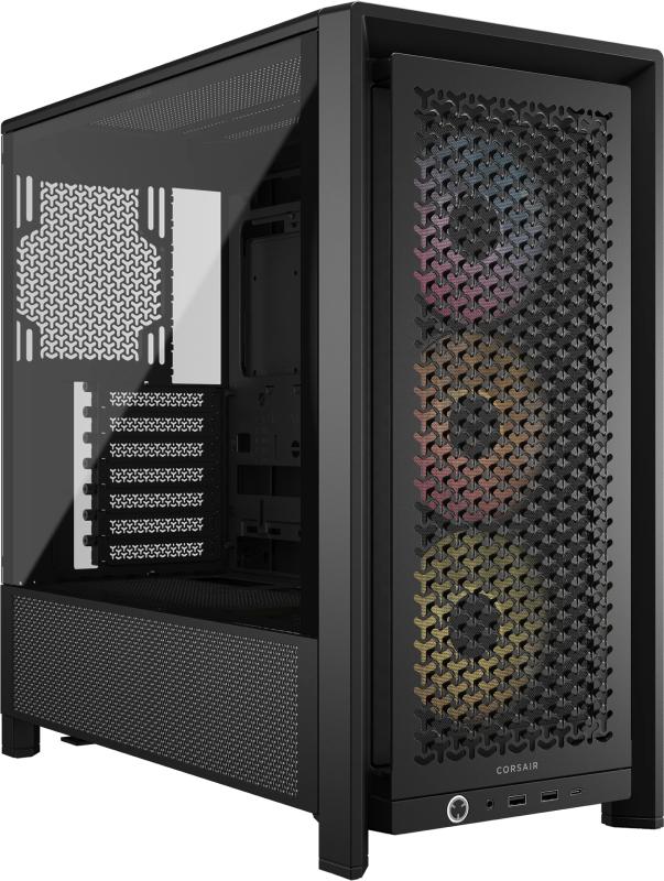 Carcasa CORSAIR FRAME 4000D RS Modular Mid Tower ARGB NEGRU, Tempered Glass, Sloturi Expansiune 7 orizontale sau 3 verticale, Drive Bays: 2x3.5" 4x2.5", Ventilatoare Suportate: 12 (spate: 1x120mm sau 1x140mm, fata: 3x120mm sau 2x140mm sau 2x200mm, lateral: 2x120mm sau 2x140mm, jos: 2x120mm, sus (CC-9011296-WW)