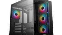 Carcasa DEEPCOOL CG550 4F Mid Tower ARGB NEGRU, Tempered Glass+ABS+SGCC, Sloturi Expansiune 7, Drive Bays: 2x3.5" 2+1x2.5", Ventilatoare Suportate: 10 (spate: 1x120mm, sus: 3x120mm sau 2x140mm, lateral: 3x120mm sau 2x140mm, jos: 3x120mm), Ventilatoare Incluse: 4 (spate: 1x120mm, lateral: 3x120mm) (R-CG530-BKADA4-G-1)