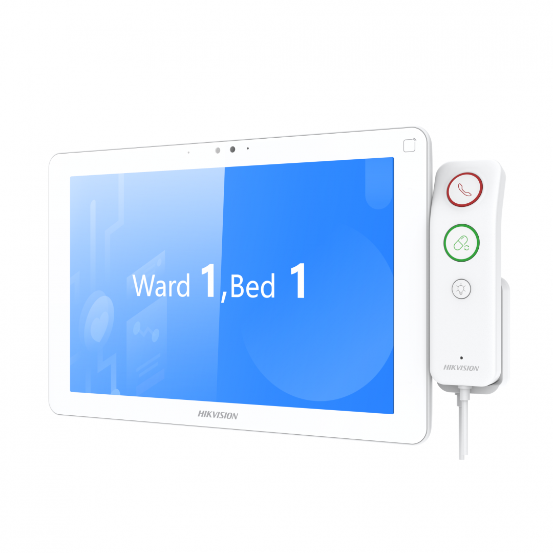 DISPLAY PENTRU PATUL PACIENTULUI Hikvision DS-KHB9533X-WHS; ecran de 10.1'', Android system, posibilate montare pe brat, Support HEOP development, camera 2MP, RF433. Acces la informațiile medicale ale pacientului: Permite vizualizarea în timp real a istoricului medical, a parametrilor vitali și a (DS-KHB9533X-WHS)