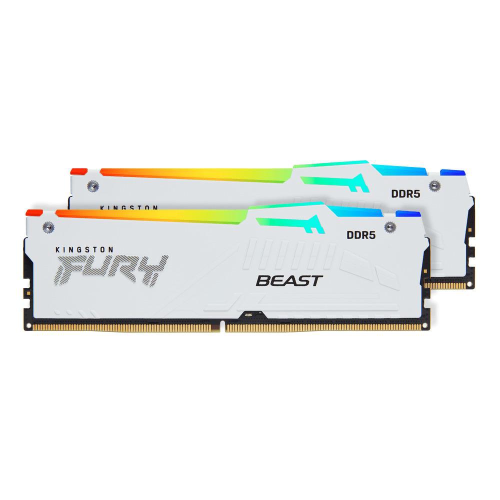 Memorie RAM Kingston FURY Beast RGB White 32GB DDR5 6000MHz CL30 Dual Channel Kit (KF560C30BWEAK2-32)