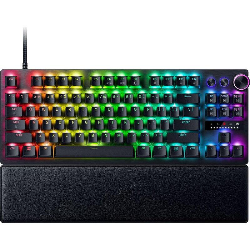 Tastatura Razer BlackWidow V4 Pro 75% ISO, wireless, bluetooth, cu fir, layout US, tip switch Razer™ Mechanical Switches Gen-3 (Tactile), iluminare Razer Chroma™ RGB, conectivitate wireless (2.4 GHz), bluetooth 5.1, sau Type-C, include wrist-rest magnetic, negru (RZ03-05130300-R3E1)