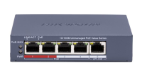 Switch POE 4 porturi Hikvision DS-3E0105P-E/M(C), fara management; 4 × 10/100 Mbps PoE port,1 × 10/100 Mbps RJ45 port, IEEE 802.3af,IEEE 802.3at, PoE power budget 45W, distanta transmisie: 300m; (DS-3E0105P-E/M(C))