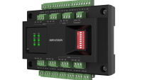 Chassis door control modul Hikvision DS-K2M002X-E:  The chassis contains din rails, which helps installing the DS-K2M002X access module.  The chassis can be equipped with up to 2 access modules.  The chassis contains a 100 W switching power supply, which powering for 2 access modules, and can meet (DS-K2M002X-E)