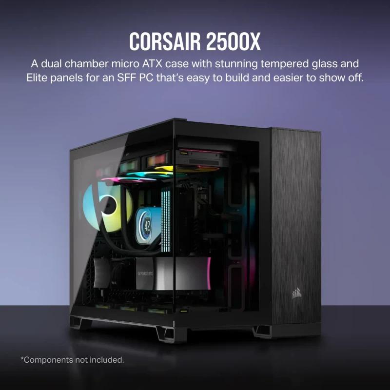 Carcasa CORSAIR 2500X Micro ATX Dual Chamber Black/Obsidian Aluminiun (CC-9011287-WW)