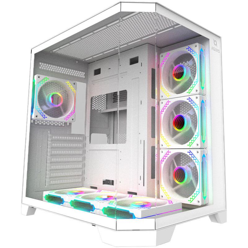 Carcasa AQIRYS Titan Mid Tower ARGB ALB, Tempered Glass, Sloturi Expansiune 7, Drive Bays: 1x3.5" 2x2.5", Ventilatoare Suportate: 10 (spate: 1x120mm, lateral: 3x120mm, sus: 3x120mm, jos: 3x120mm), Ventilatoare Incluse: 7 (spate: 1x120mm, lateral: 3x120mm, jos: 3x120mm reverse), Format Placa De Baza (AQRYS_TITANWH)