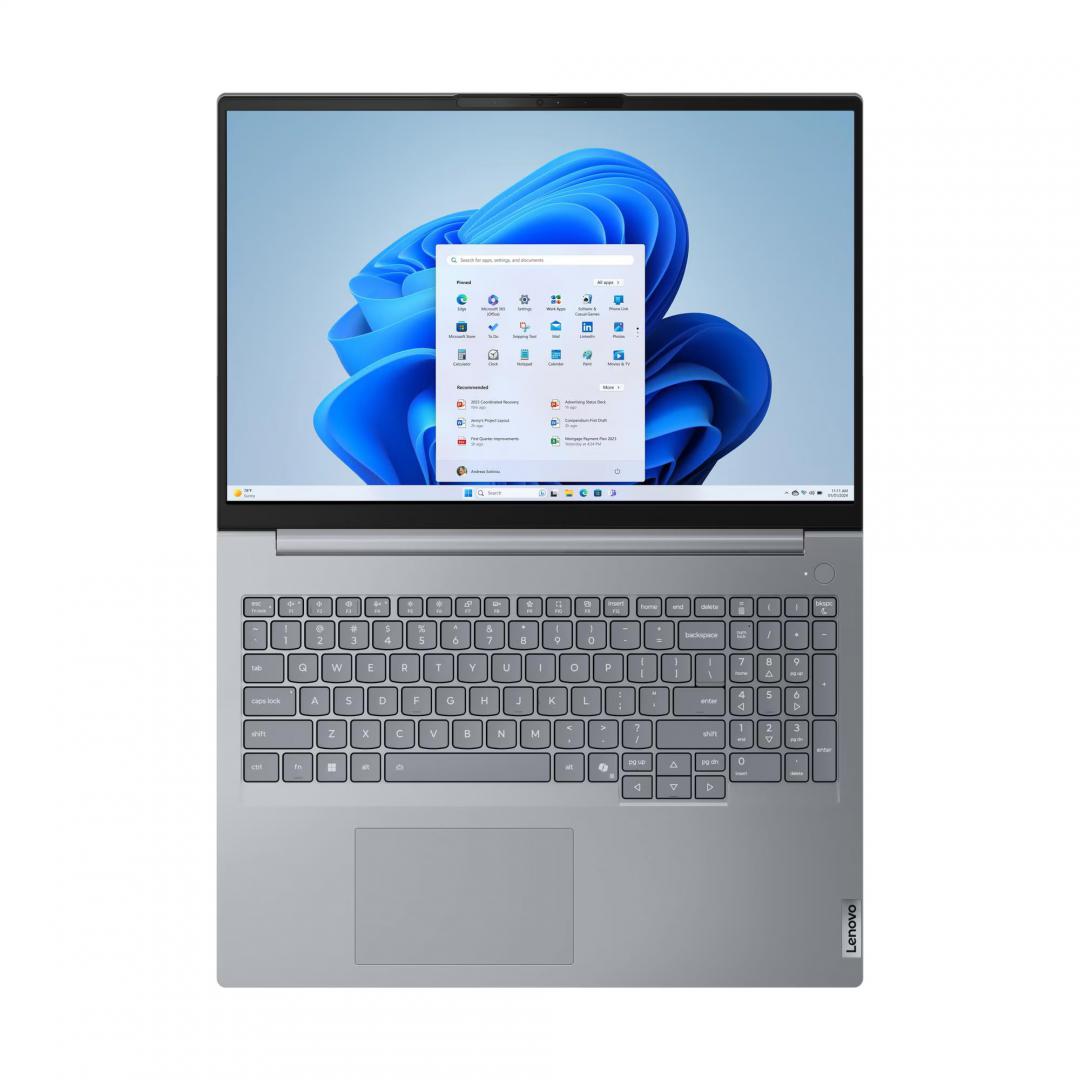 Laptop ThinkBook 16 G9 IRL; 16" WUXGA (1920x1200) IPS 400nits Anti- glare, 45% NTSC, 60Hz; Intel® Core 5 210H, 8C (4P + 4E) / 12T, P-core 2.2 / 4.8GHz, E-core 1.6 / 3.6GHz, 12MB; Video Integrated Intel® Graphics; RAM 2x 16GB SO-DIMM DDR5-5600; 1TB SSD M.2 2242 PCIe® 4.0x4 NVMe®, Optical: no ODD; SD (21US005RRI)