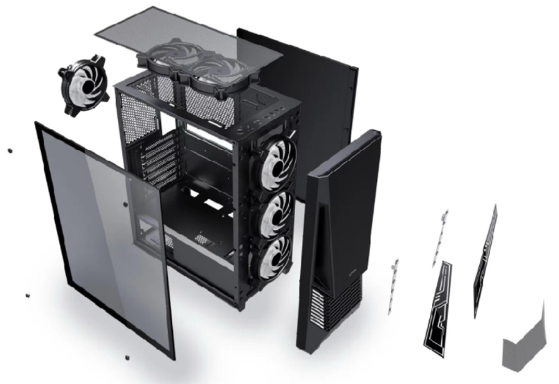 Carcasa gaming Serioux Rogue, tip middle tower, mesh si banda ARGB, Capac superior cu filtru magnetic de praf, panoul lateral: sticla securizata, sasiu: SPCC 0.6T, USB2.0x2+HD Audio, USB 3.0 x1, porturi rezervate pentru ventilator:, față: 1 ventilator RGB fix de 120mm(inclus), suportă cooler pe (SRXC-ROGUE)