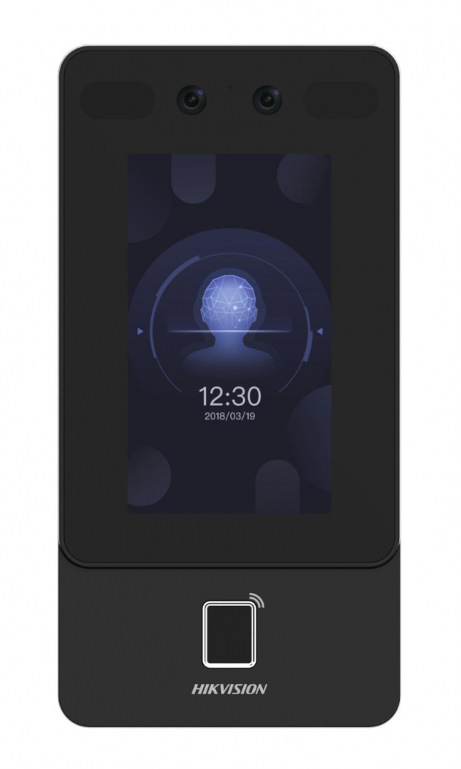 TERMINAL ACCESS FACE RECOGNITION Max.1500 faces capacity, Max.3000 fingerprints capacity, and Max.3000 cards Face Recognition Terminal, 4.3-inch LCD touch screen, 2 Mega pixel wide- angle lens, built-in M1card reading module Two-way audio with client software, indoor station, and main station (DS-K1T342MFWX-E1)