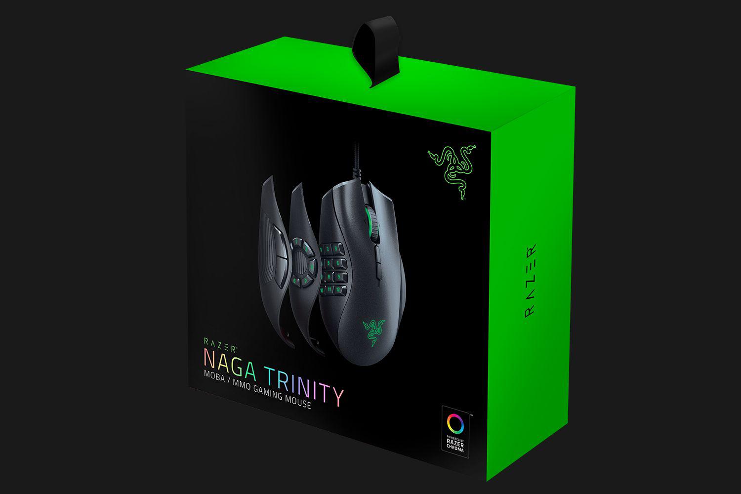 Mouse Razer, 5G optical sensor, Naga Trinity, 3 interchangeable side plates with 2, 7 and 12-button configurations, Up to 19 programmable buttons, 16000dpi,1000Hz Ultrapolling, Up to 450 inches per second/50 G acceleration, Razer Synapse 3 (Beta) enabled, Chroma lighting with 16.8 million (RZ01-02410100-R3M1)
