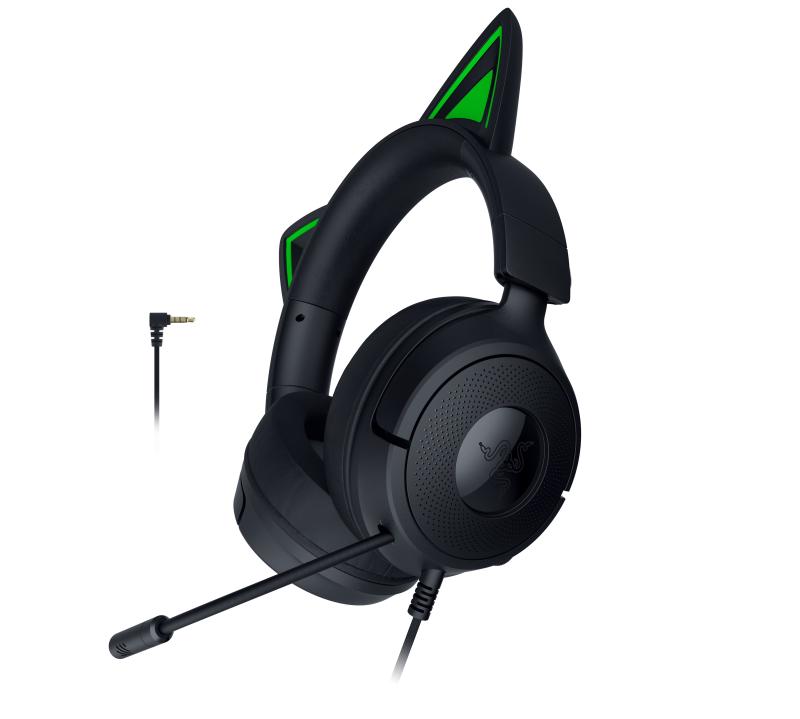 Casti Razer Kraken Kitty V3 X, frecventa raspuns 20 Hz – 28 kHz, sensibilitate 98 dBSPL / mW at 1 kHz by HATS si microfon unidirectional, sensibilitate microfon -42 ± 3 dBV / Pa, 1 kHz, negru (RZ04-05350200-R3M1)