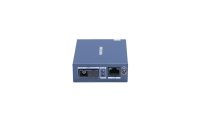 Transceiver Hikvision DS-3D501T-3, 1 x 10/100/1000 Mbps RJ45 port and 1 x 1000 Mbps SC fiber optical port, industrial-grade design with an operating temperature range of -20 °C to 60 °C, lungime unda: Tx1310 nm/Rx1550 nm, alimentare: 5VDC, 0.6A, dimensiuni: 71.6 mm × 26.1 mm × 94.1 mm, greutate (DS-3D501T-3)